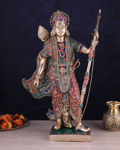 Handcrafted Brass Lord Rama Statue with Bow and Arrow – 26 Inches