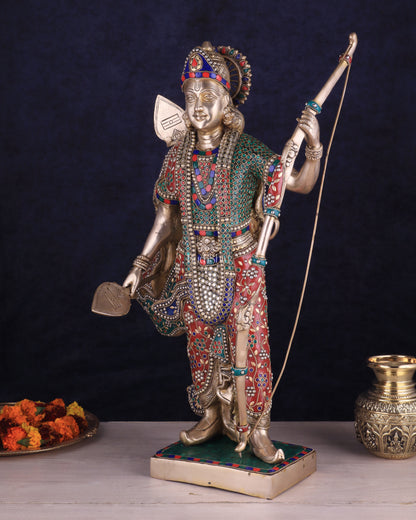 Handcrafted Brass Lord Rama Statue with Bow and Arrow – 26 Inches