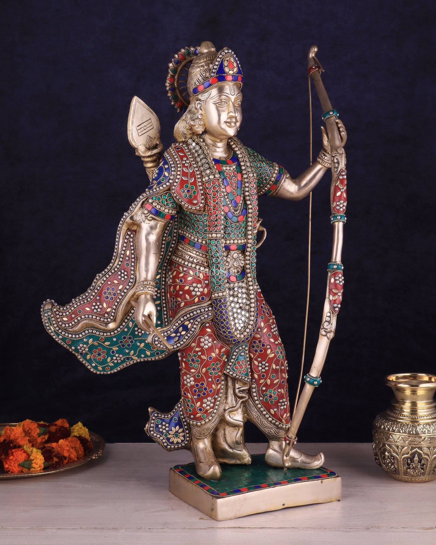 Handcrafted Brass Lord Rama Statue with Bow and Arrow – 26 Inches