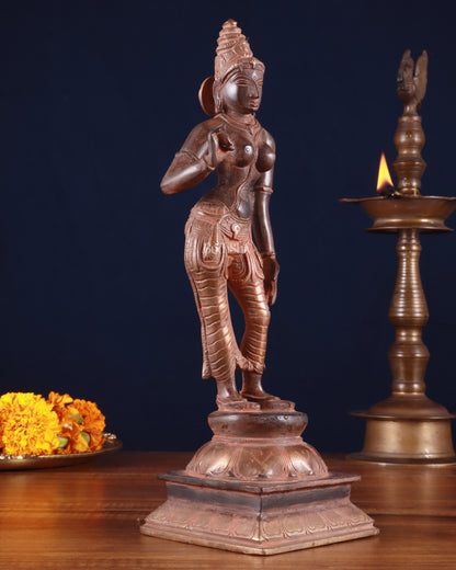 Brass Devi Parvati Uma Idol | 10 Inches | red sand finish