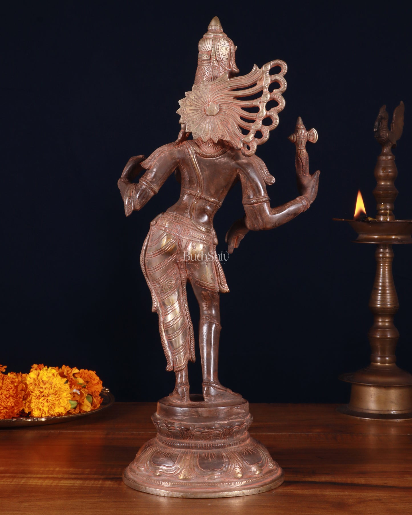 Brass Ardhanarishwara Sculpture – 16.5 inch sand patina finish