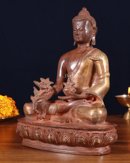 Pure Brass Buddha Statue healing  - 9.5"