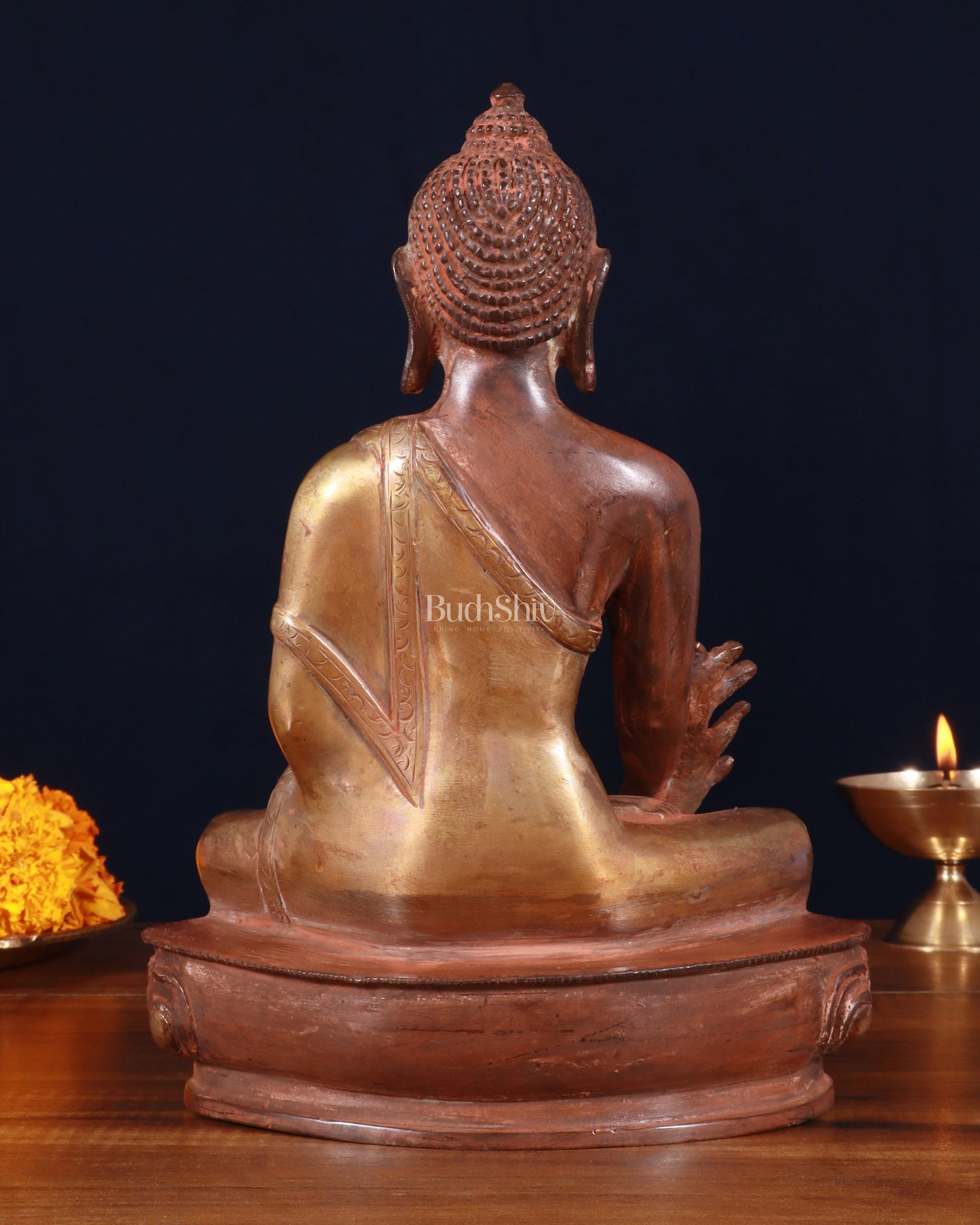 Pure Brass Buddha Statue healing  - 9.5"