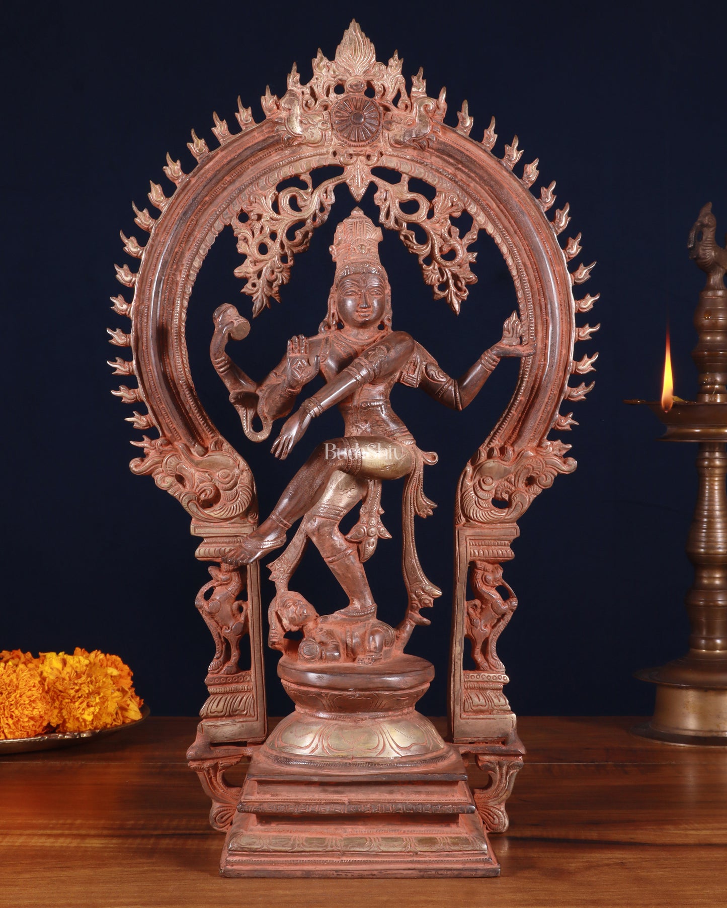 Brass Nataraja statue vintage red finish - 18" Height