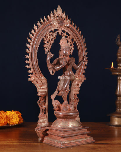 Brass Nataraja statue vintage red finish - 18" Height