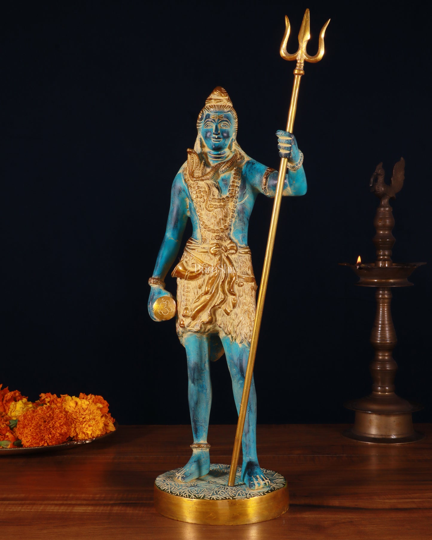 Exquisite Brass Standing Shiva Statue | 18" Height blue finish