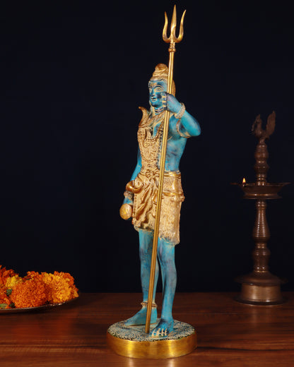 Exquisite Brass Standing Shiva Statue | 18" Height blue finish