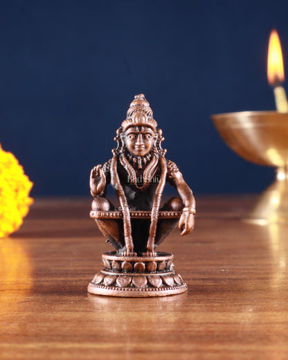 Pure Copper Lord Ayyappa Swamy Idol – 2 Inch,