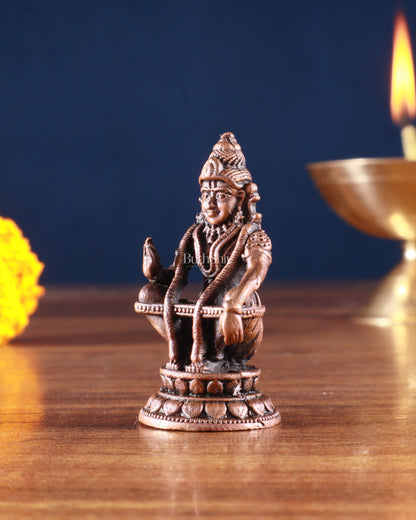 Pure Copper Lord Ayyappa Swamy Idol – 2 Inch,