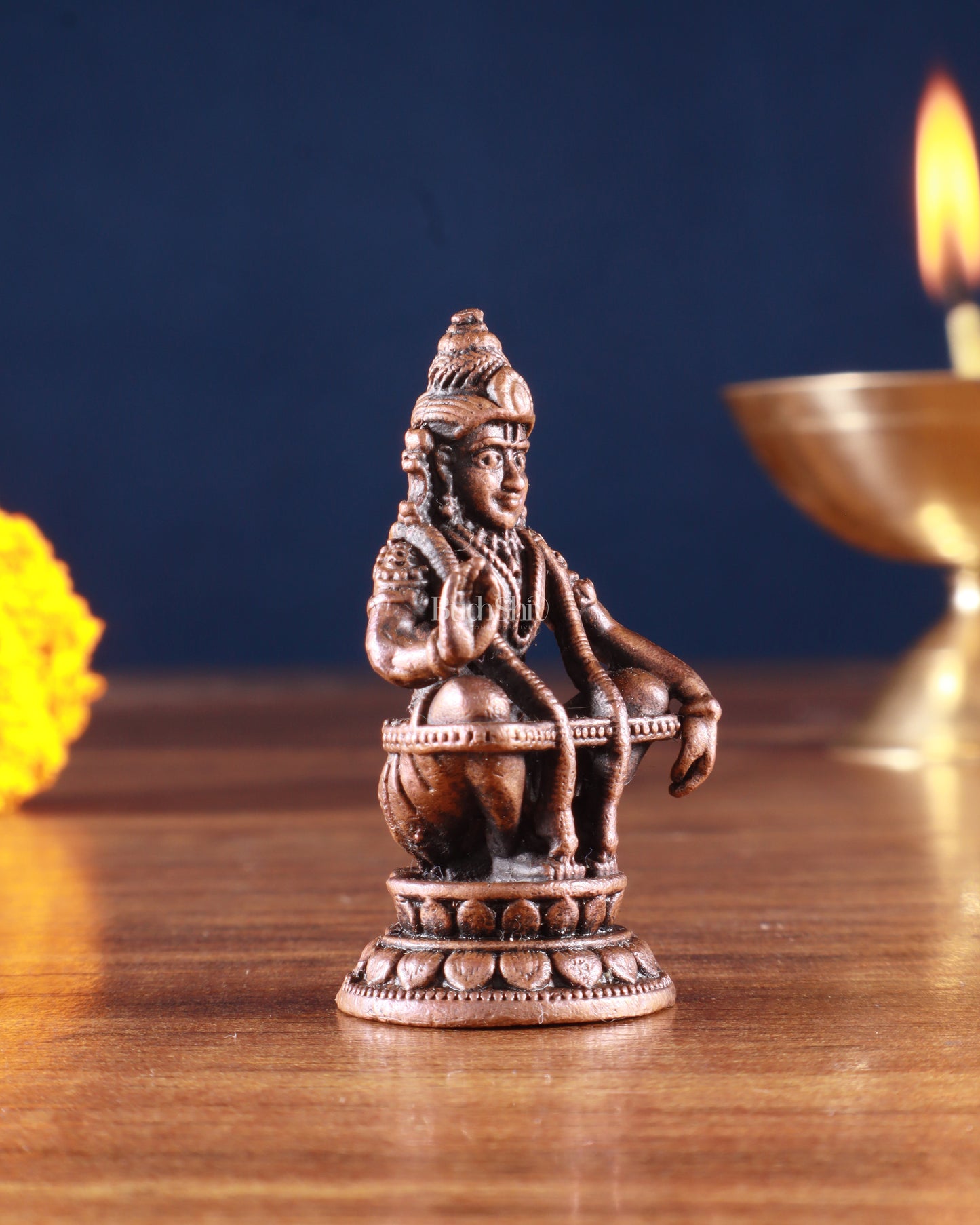 Pure Copper Lord Ayyappa Swamy Idol – 2 Inch,