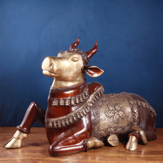 Brass Large Nandi statue 33" vintage double chola