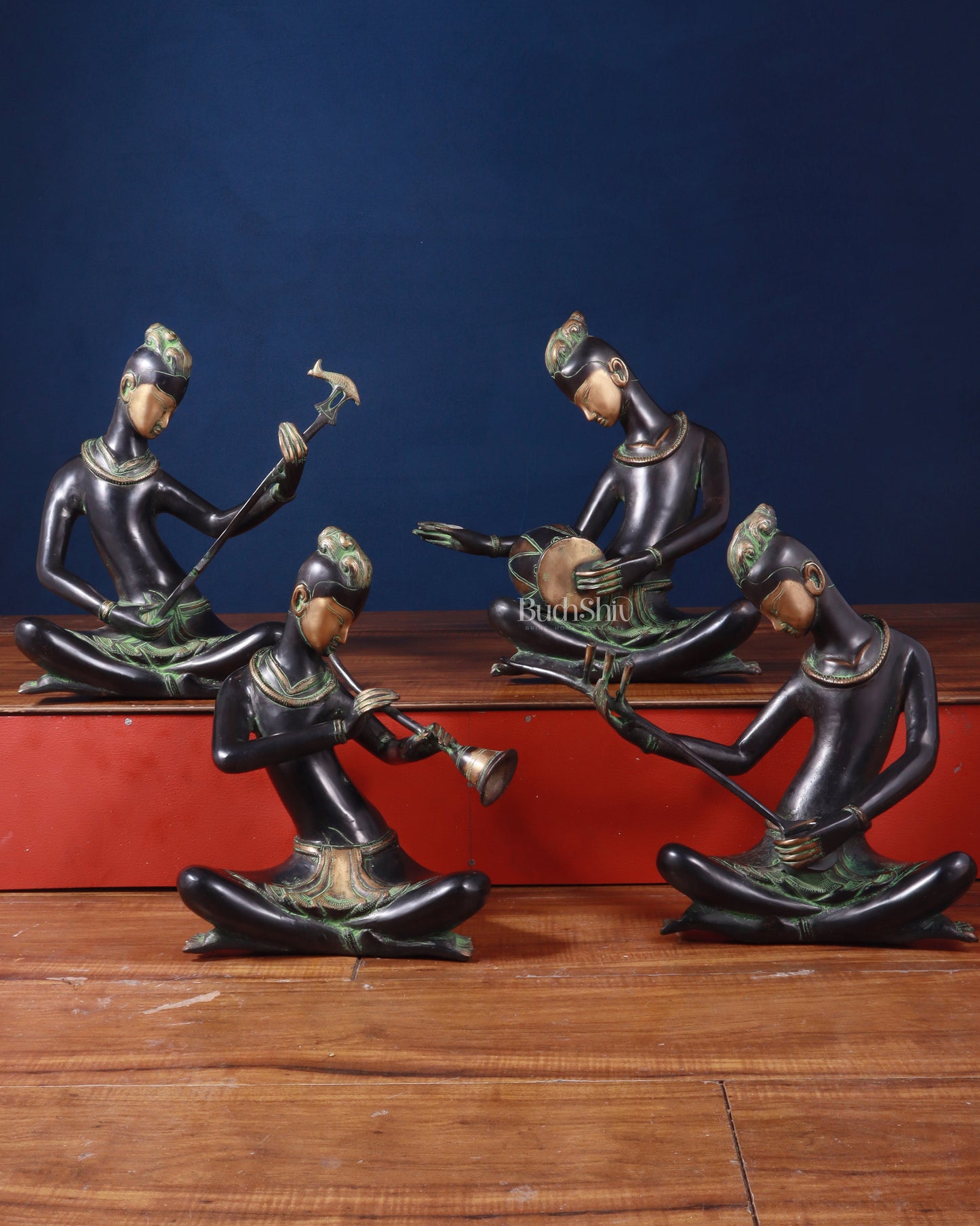 Brass Set of 4 Tansen Musicians – 13"