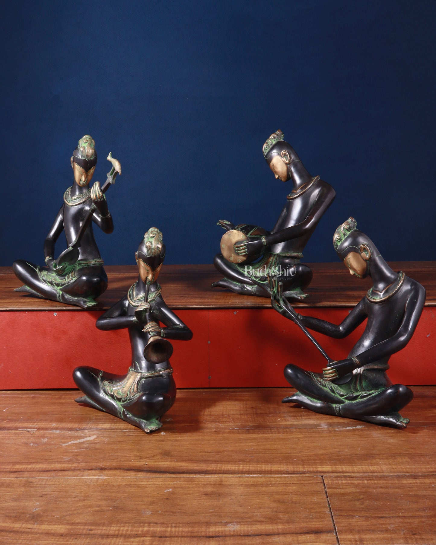 Brass Set of 4 Tansen Musicians – 13"