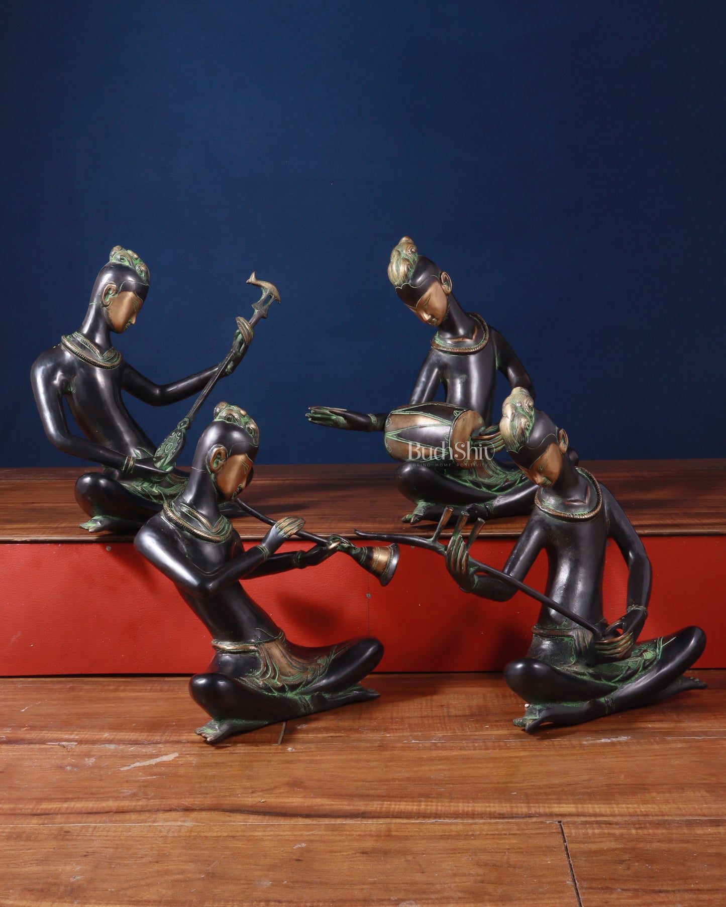 Brass Set of 4 Tansen Musicians – 13"