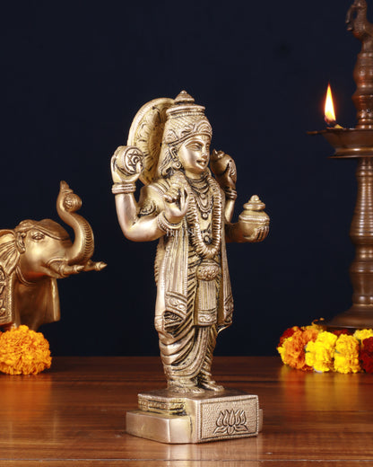 Pure Brass Lord Dhanvantari Statue – Finely Crafted, 9.5 Inch