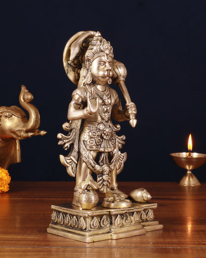 Pure Brass Standing Hanuman Statue – 10 Inch