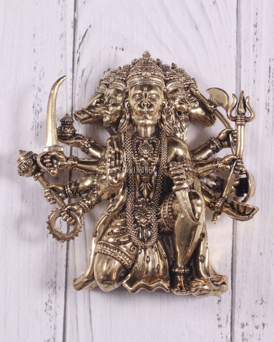 Pure Brass Panchmukhi Hanuman Wall Hanging – Divine Protection 4"