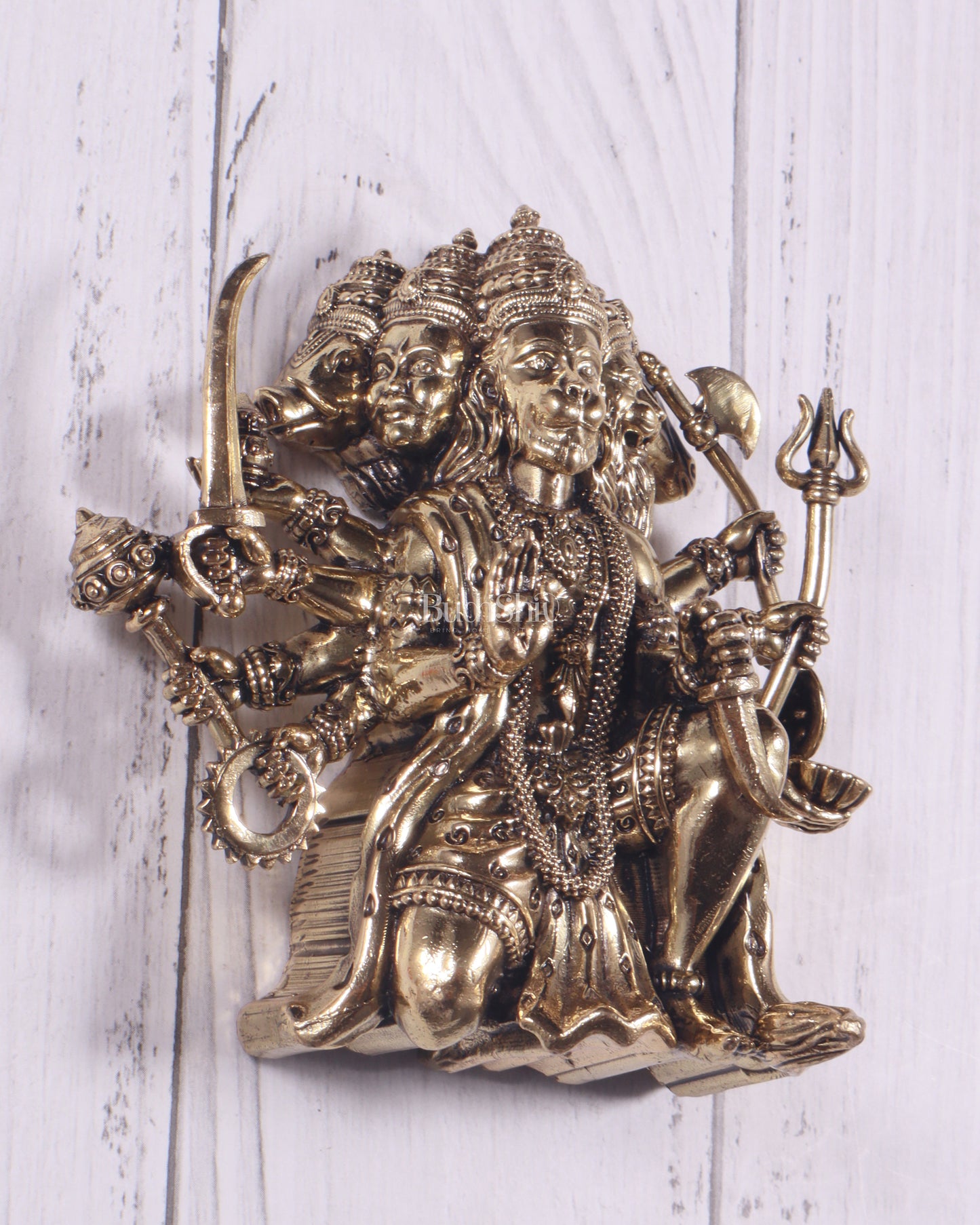 Pure Brass Panchmukhi Hanuman Wall Hanging – Divine Protection 4"