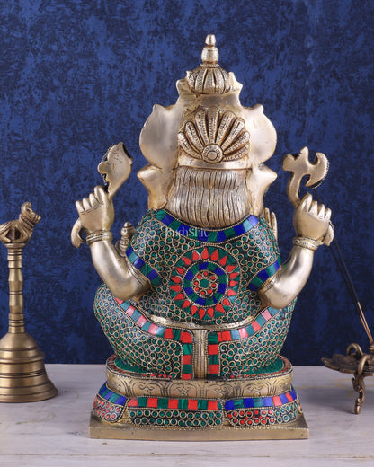 Brass Ganesha idol 16 inch sharp eyes