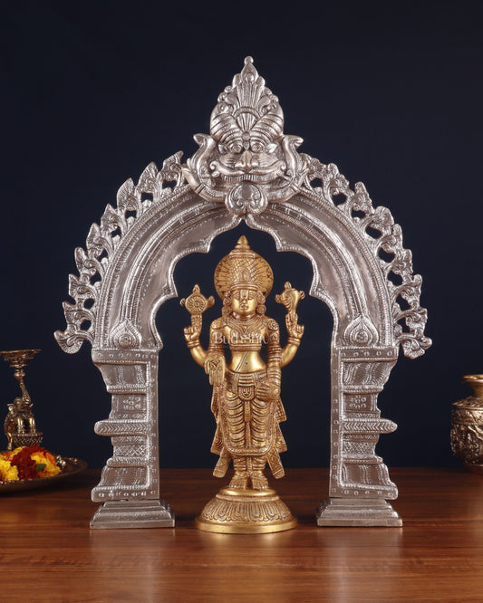 Exquisite Brass Prabhavali Arch Frame & Tirupati Balaji Idol Set 17"