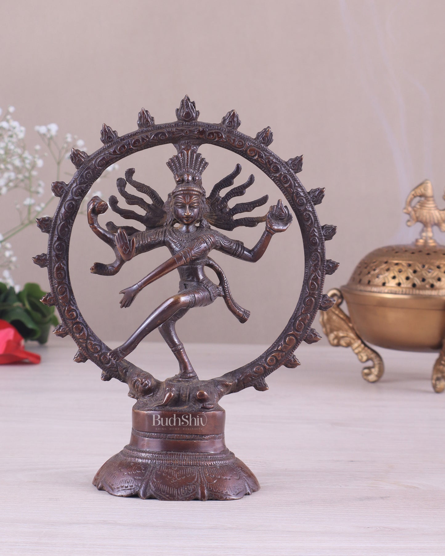 Brass Superfine Nataraja Idol - 7.5 Inch Vintage Bronze tone