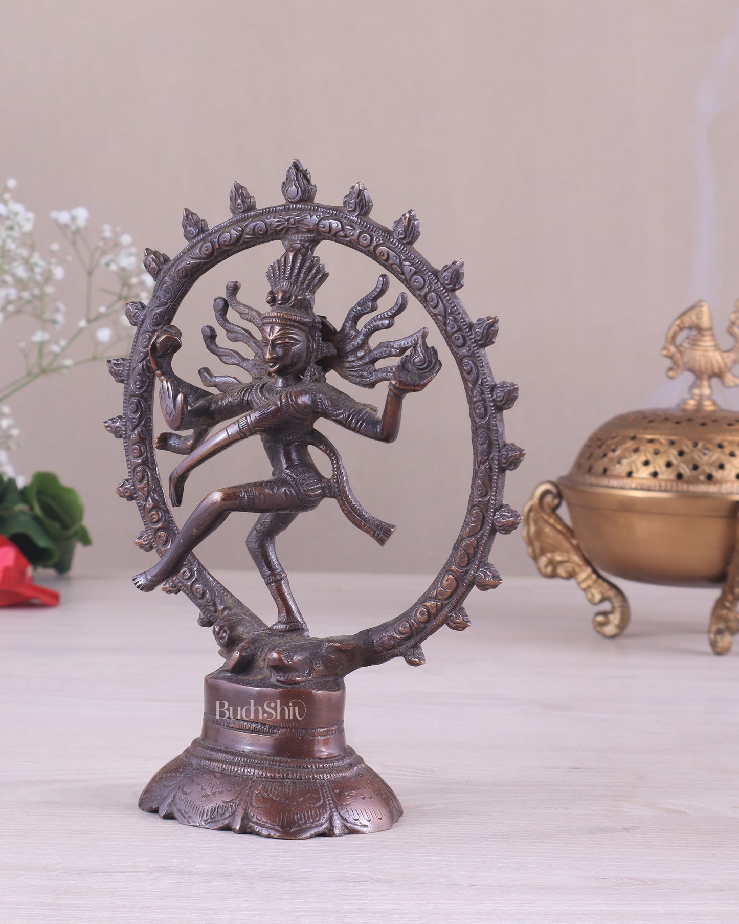 Brass Superfine Nataraja Idol - 7.5 Inch Vintage Bronze tone