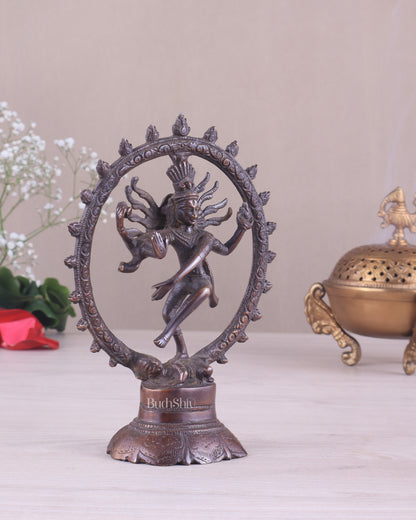 Brass Superfine Nataraja Idol - 7.5 Inch Vintage Bronze tone