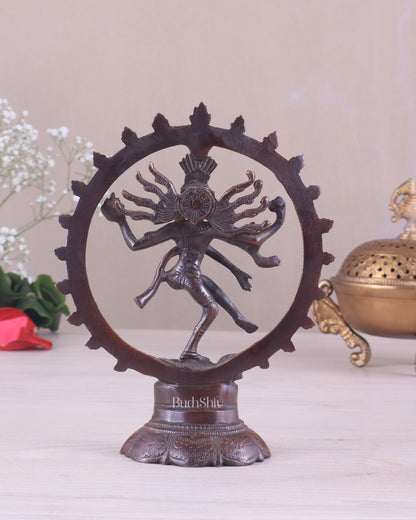 Brass Superfine Nataraja Idol - 7.5 Inch Vintage Bronze tone