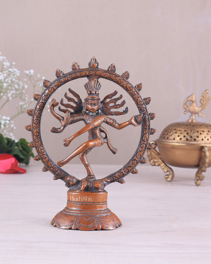 Brass Superfine Nataraja Idol - 7.5 Inch light orange tone