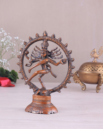 Brass Superfine Nataraja Idol - 7.5 Inch light orange tone