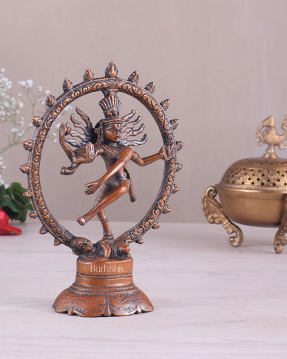 Brass Superfine Nataraja Idol - 7.5 Inch light orange tone