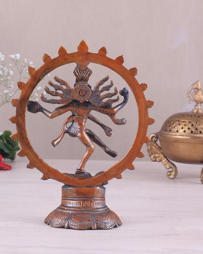 Brass Superfine Nataraja Idol - 7.5 Inch light orange tone