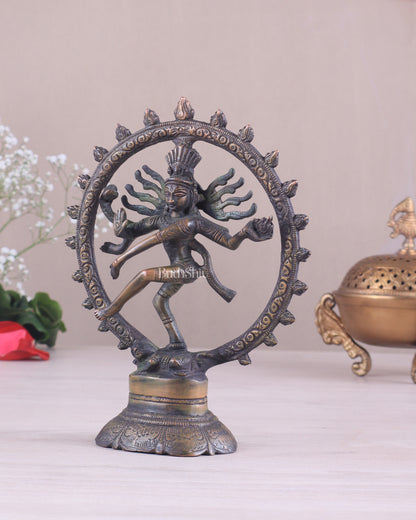 Brass Superfine Nataraja Idol - 7.5 Inch antique brown tone