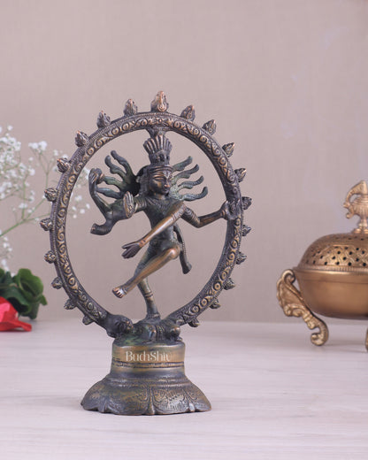 Brass Superfine Nataraja Idol - 7.5 Inch antique brown tone