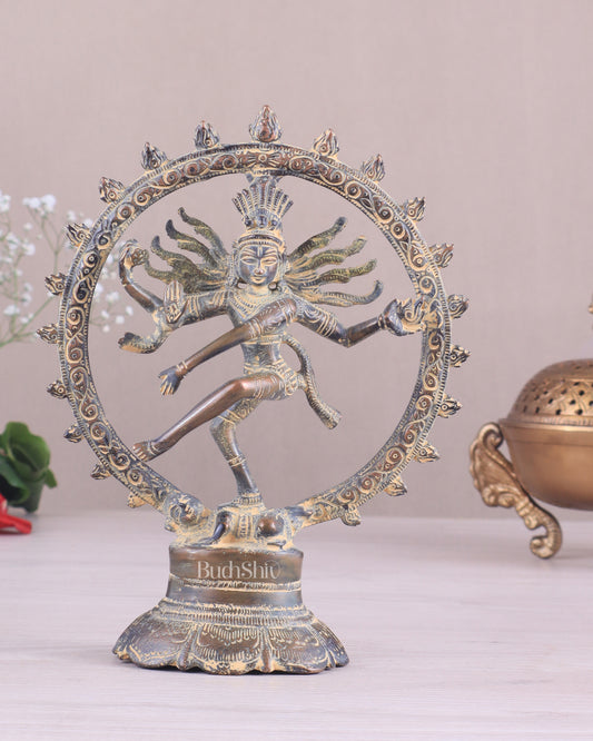 Brass Superfine Nataraja Idol - 7.5 Inch grey sand tone