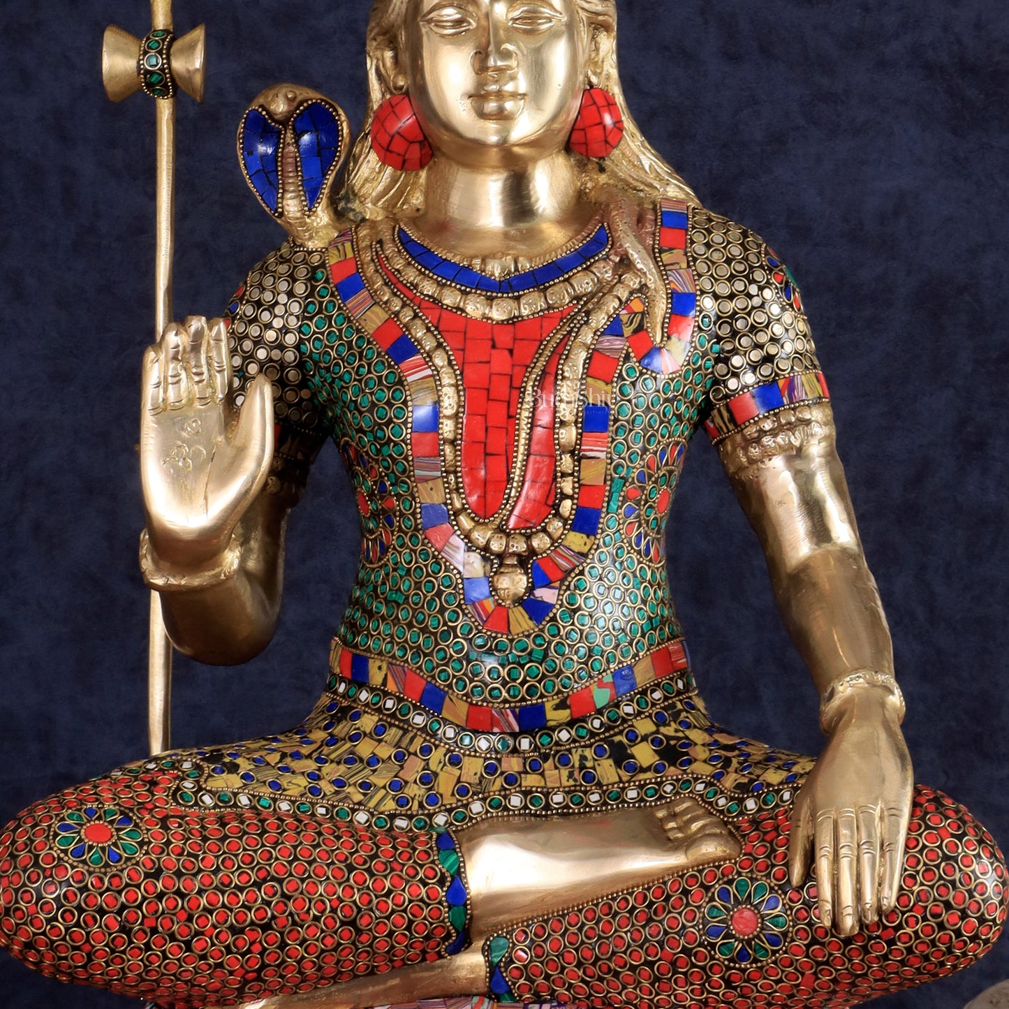 Pure Brass Lord Shiva Statue - 23" Meenakari