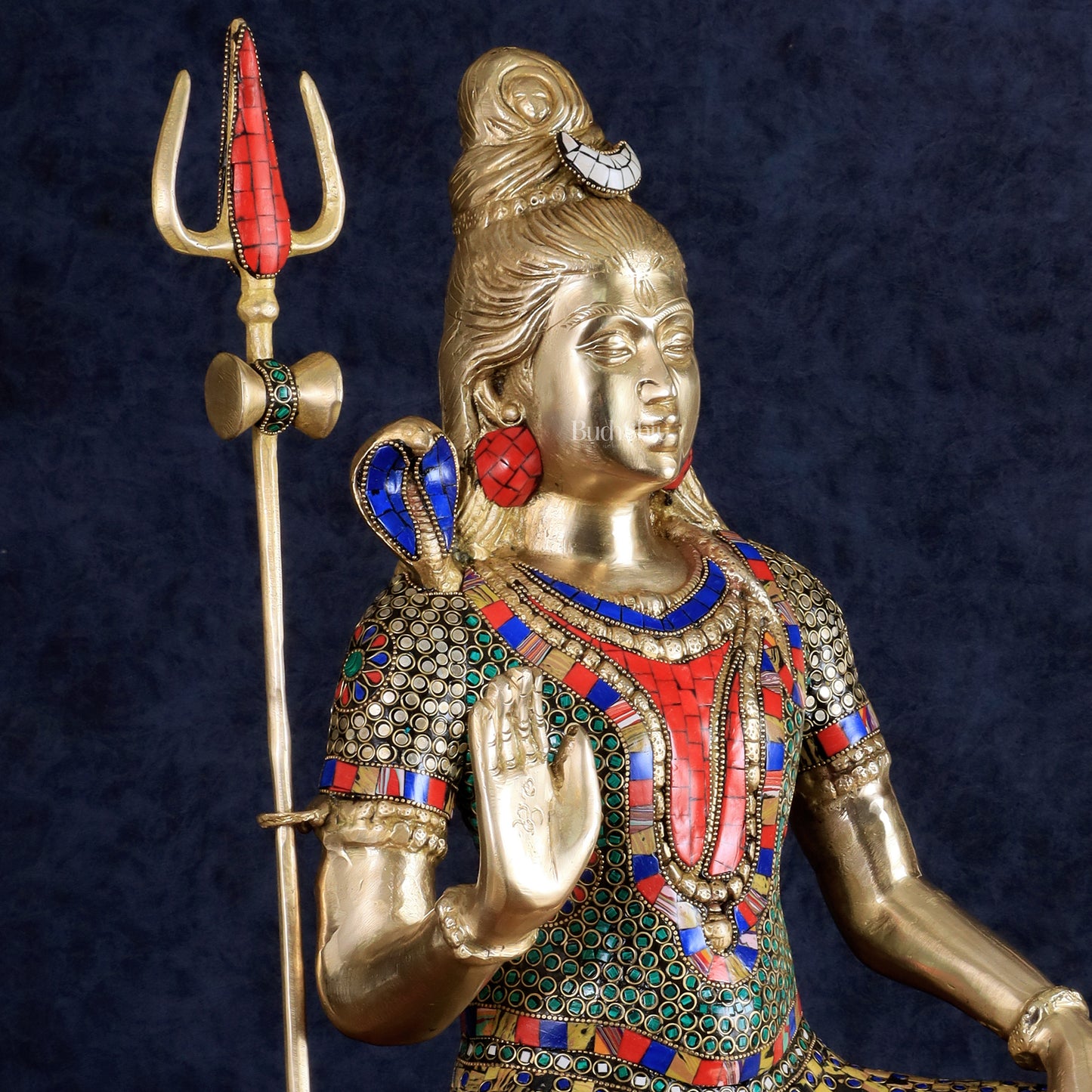 Pure Brass Lord Shiva Statue - 23" Meenakari