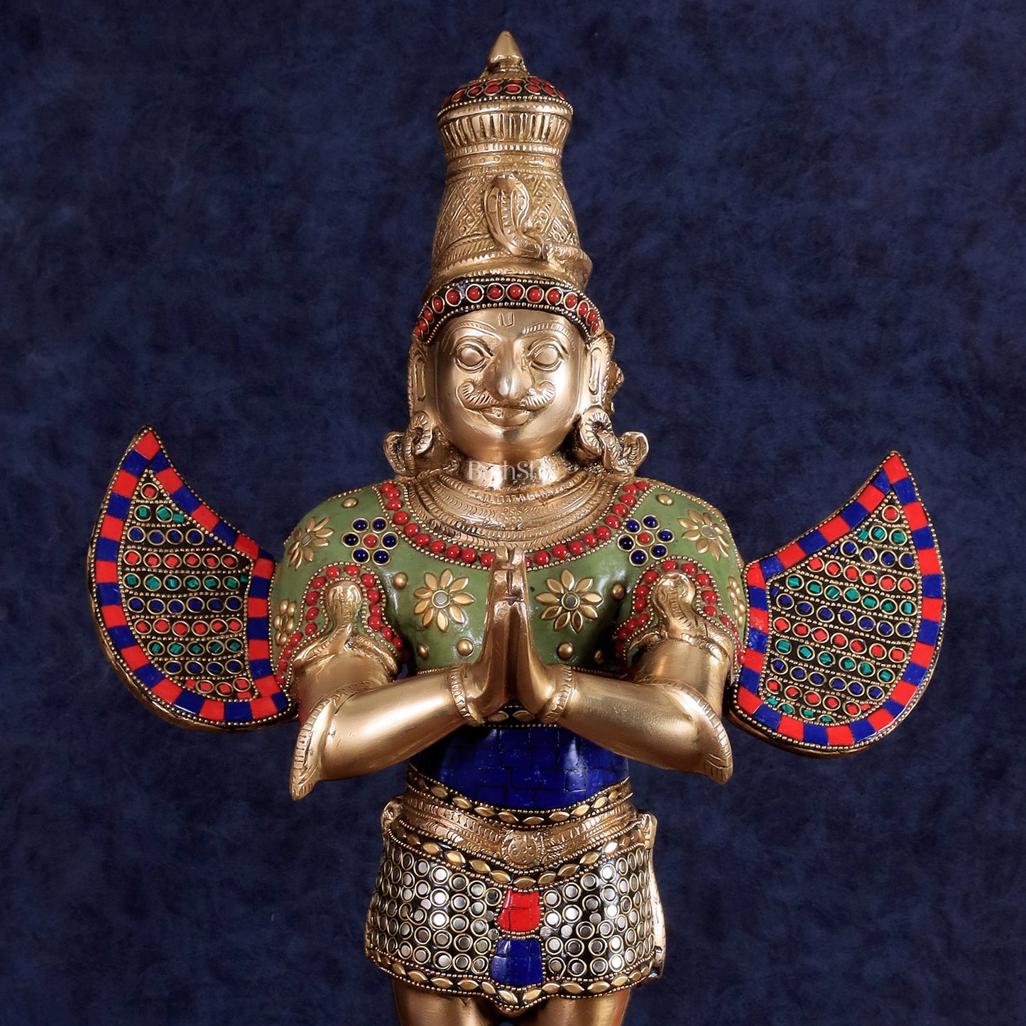 Brass Garuda idol with Meenakari , 22" Tall,