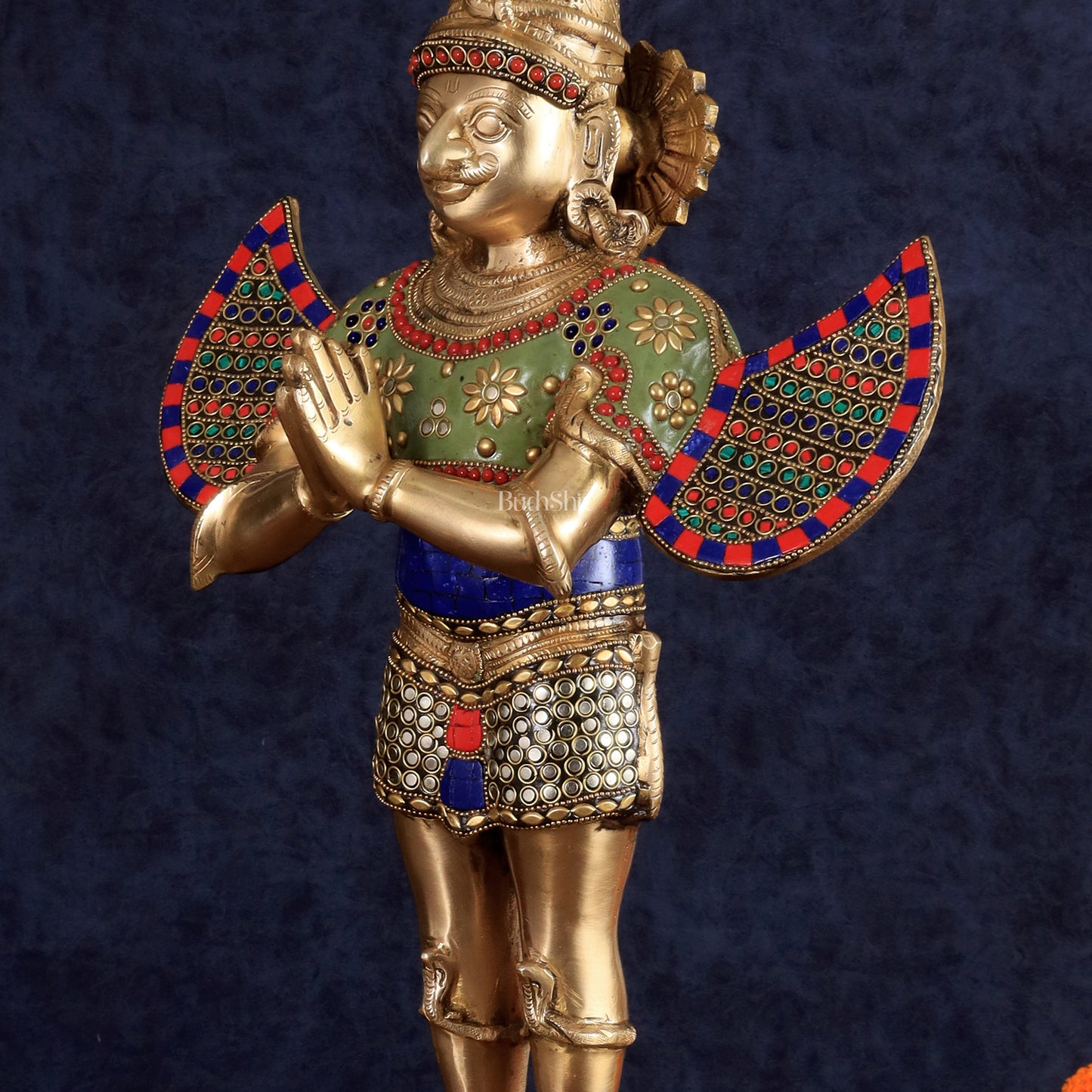 Brass Garuda idol with Meenakari , 22" Tall,