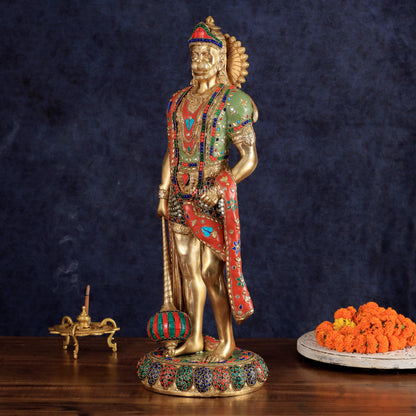 Brass Hanuman ji Idol large Standing position 24" Height