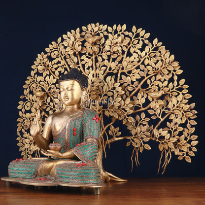 Brass Buddha Idol & Kalpavriksha Tree combo