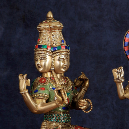 Superfine Brass Goddess Saraswati & Lord Brahma Pair | Divine Seated Sculptures