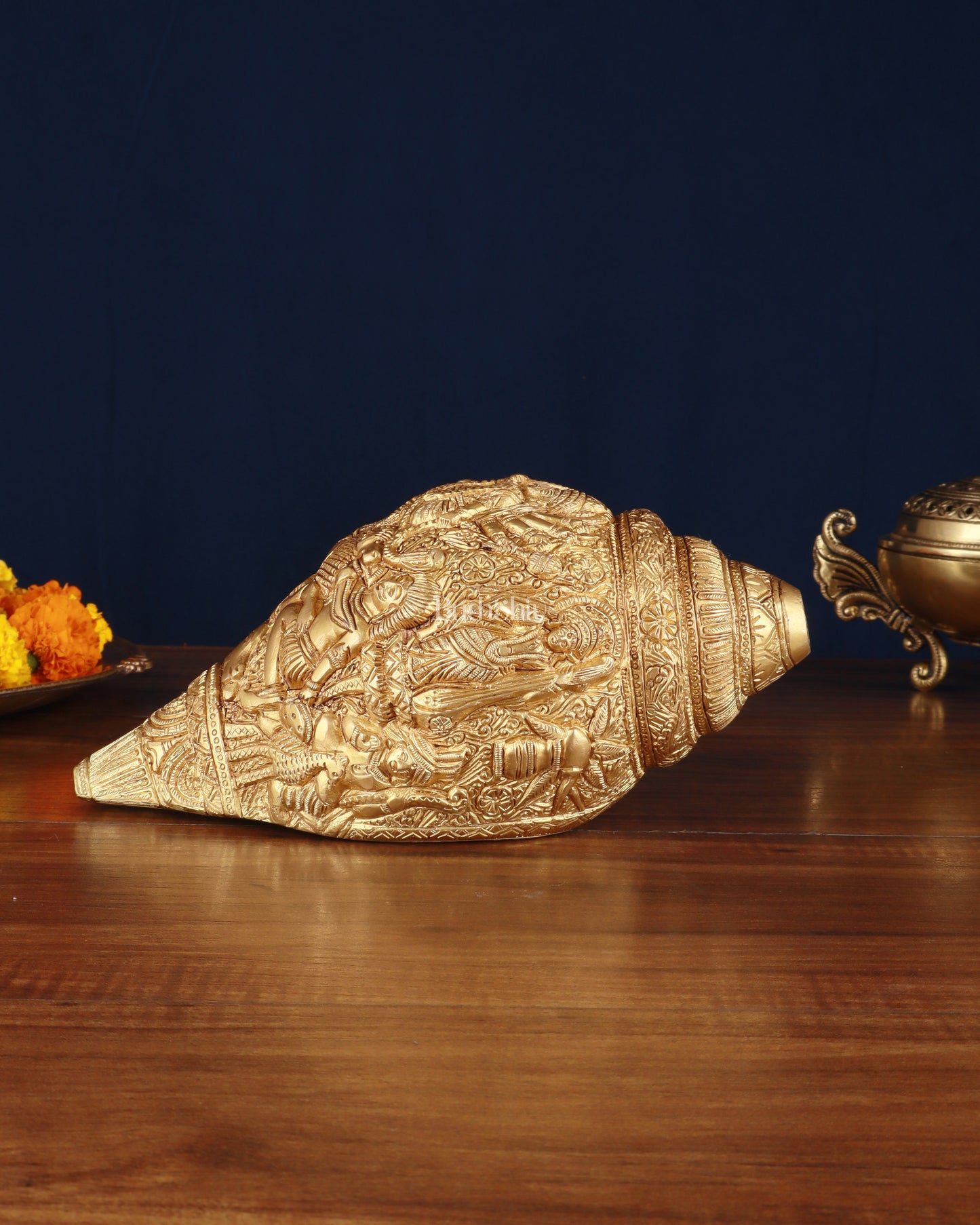 Brass Durga Darbar Shankh  – 4.5"x9.5"x4.5", 2 kg