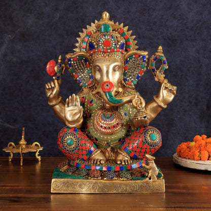 Brass Lord Ganesha Idol - 18" Tall