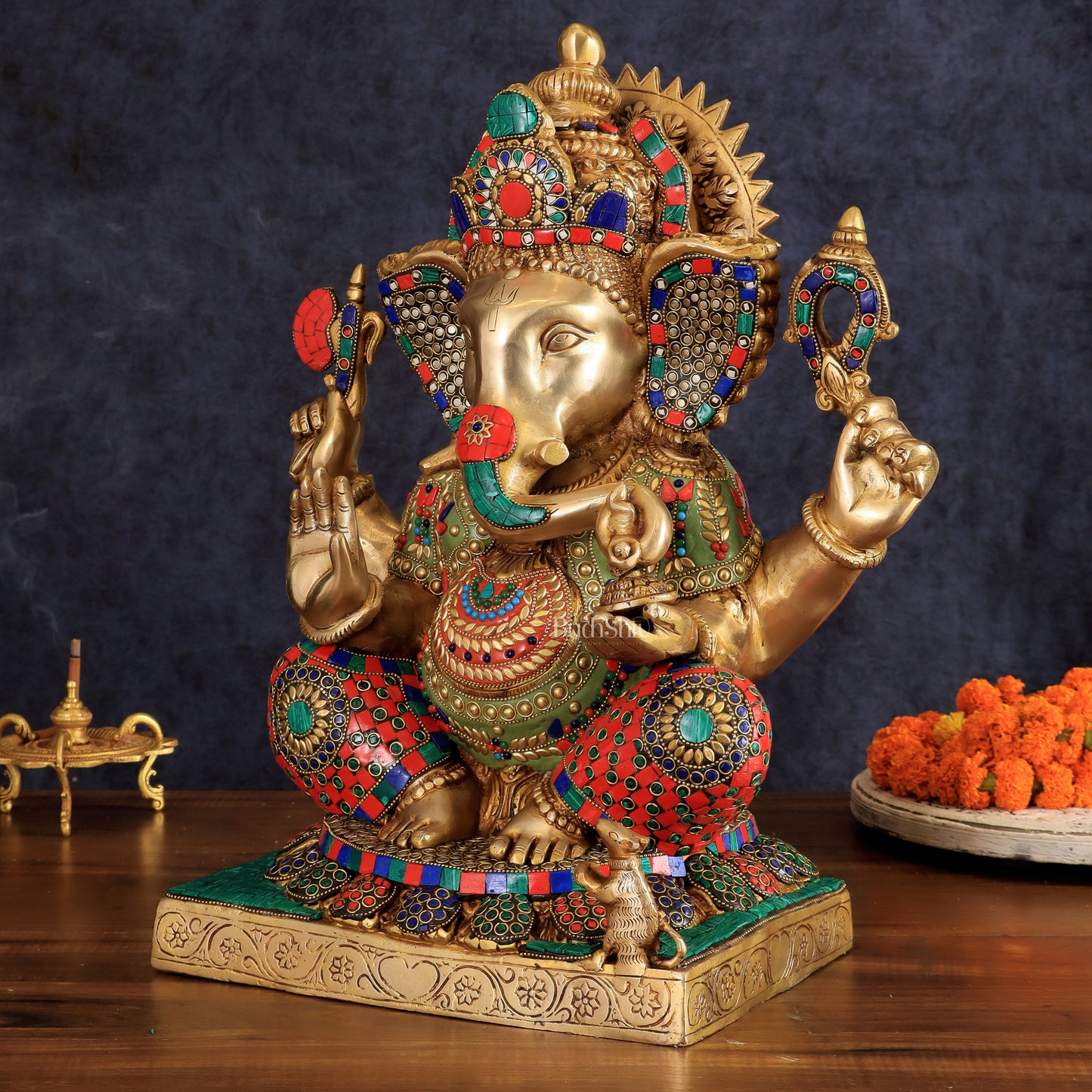 Brass Lord Ganesha Idol - 18" Tall