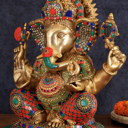 Brass Lord Ganesha Idol - 18" Tall