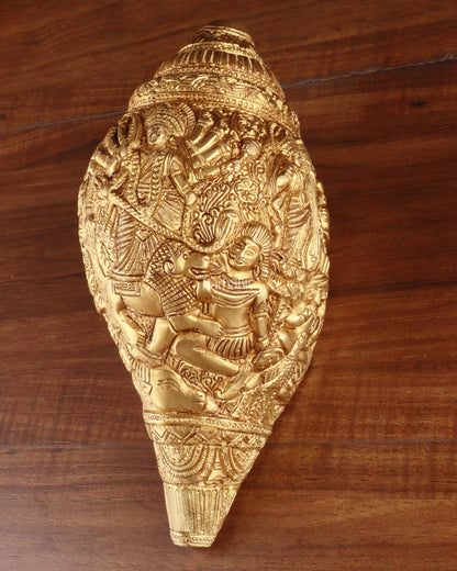 Brass Durga Darbar Shankh  – 4.5"x9.5"x4.5", 2 kg