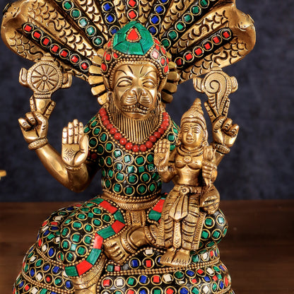 Pure Brass Narasimha Lakshmi idol  10"