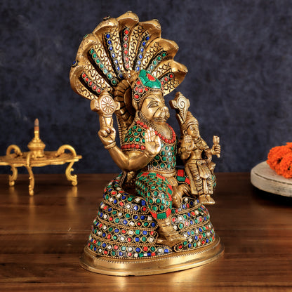 Pure Brass Narasimha Lakshmi idol  10"