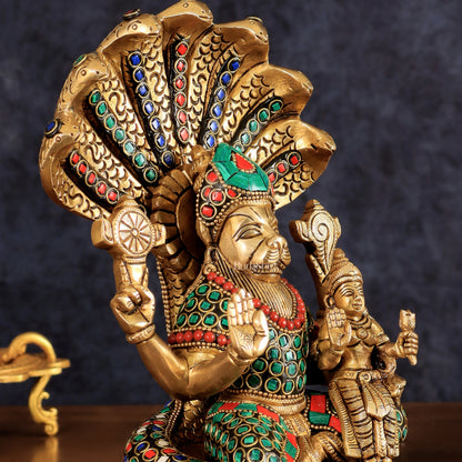 Pure Brass Narasimha Lakshmi idol  10"